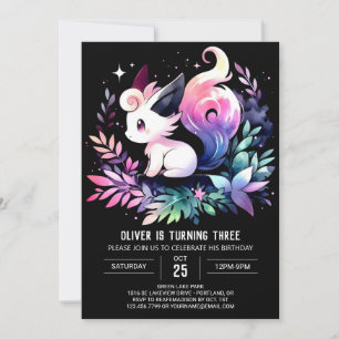 Modern Fantasy Cat Birthday Invitation