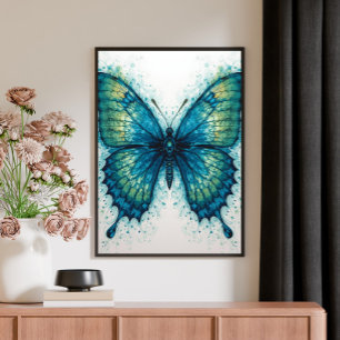 Modern Fantasy Fractal Art Watercolor Butterfly  Canvas Print