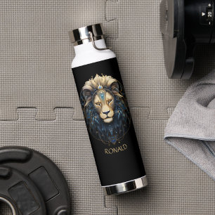 Modern Fantasy Lion Zodiac Star Sign Name Leo Water Bottle