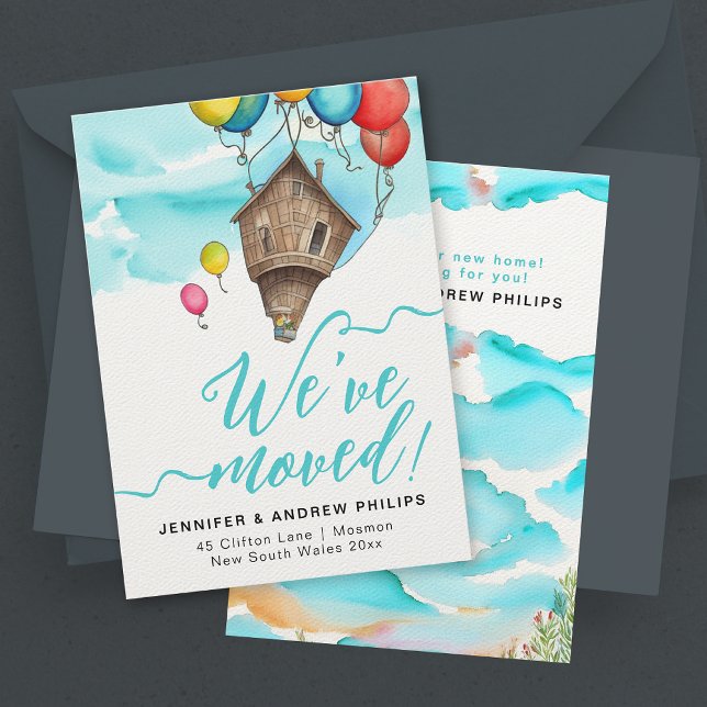 Modern Fantasy Moving Home New Address Watercolor Announcement (Creator Uploaded)