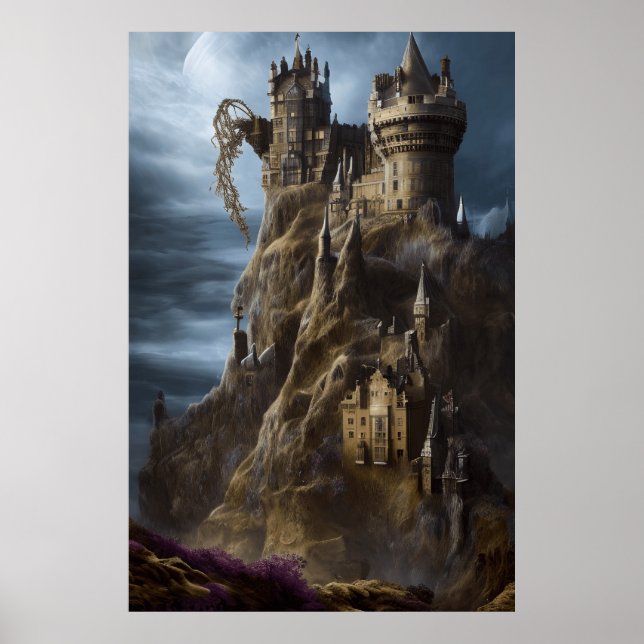 Modern Fantasy Scottish castle mountains Poster (Front)