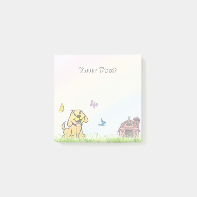 Modern Farm Animal Dog Rainbow Kids Post-it Notes (Front)