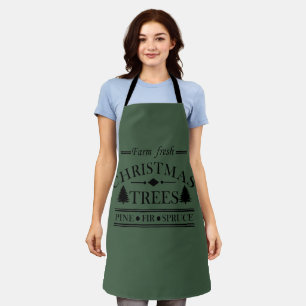 Modern Farm Fresh Christmas Pine Trees Apron
