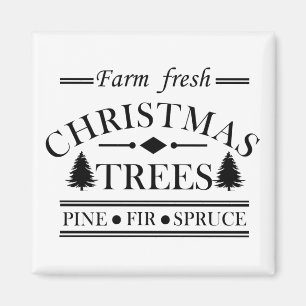 Modern Farm Fresh Christmas Pine Trees Magnet