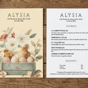 Modern Farm to Table Restaurant Menu
