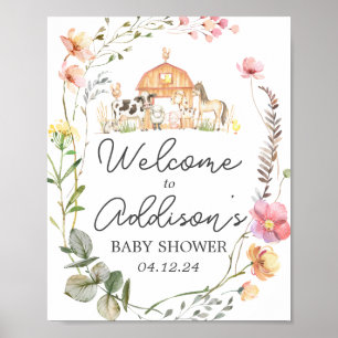 Modern Farm Welcome Sign farm Wildflower Poster