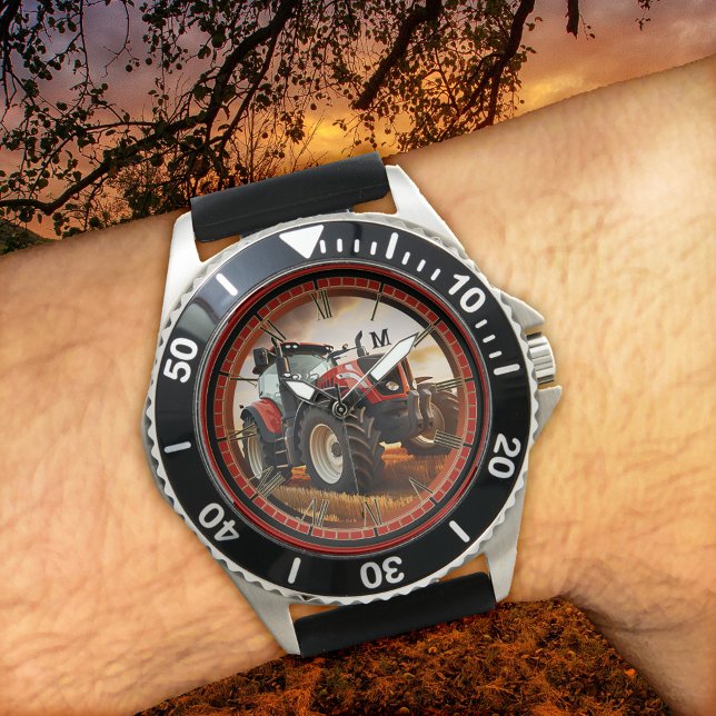 Modern Farmer Tractor Watch (Watch featuring a modern tractor design with optional classic style hour indication)