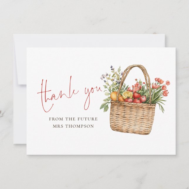 Modern Farmers Market Bridal Shower Thank you card (Front)