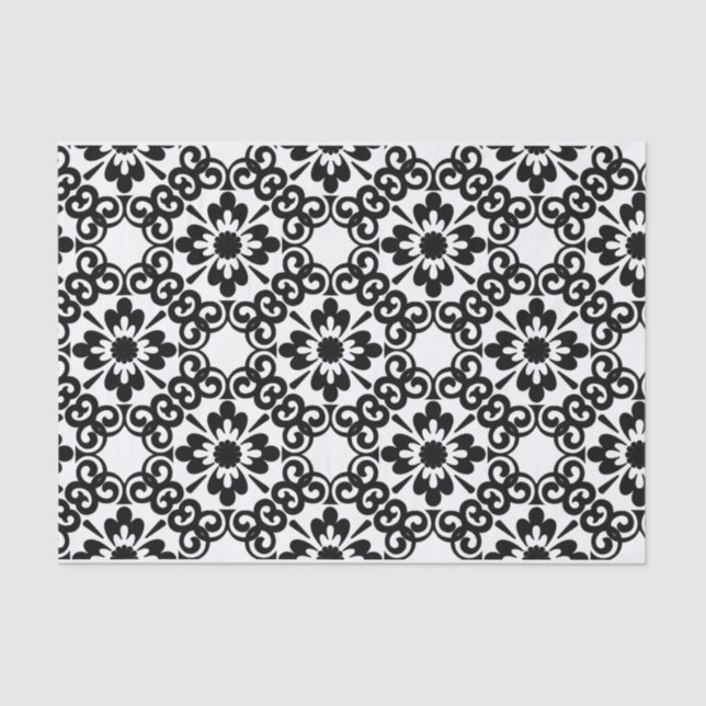 MODERN FARMHOUSE BLACK AND WHITE TILE TISSUE PAPER (Front)
