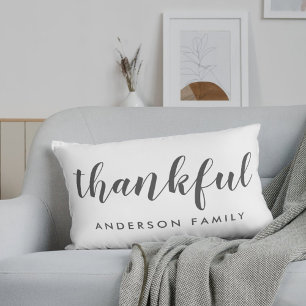 Modern Farmhouse Black Buffalo Check Thankful Lumbar Cushion