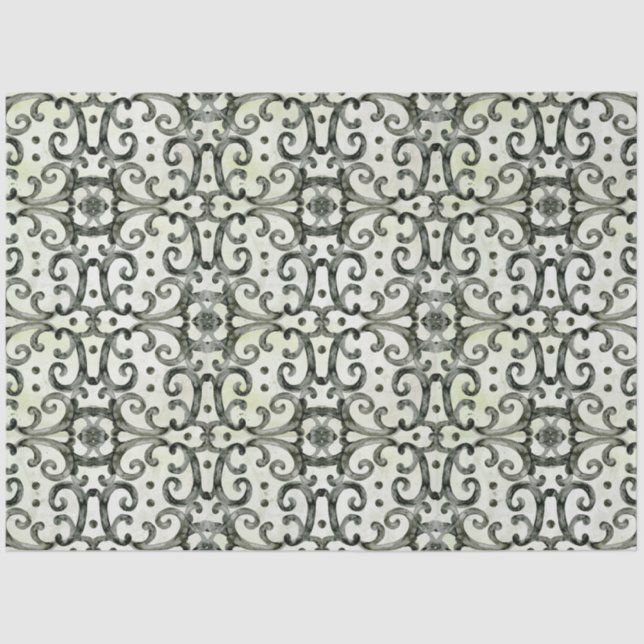 Modern Farmhouse Black n White Swirls Decoupage  Tissue Paper (Front)