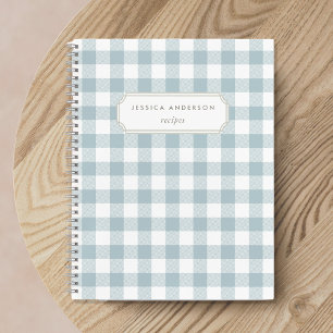 Modern Farmhouse Blue Buffalo Check Recipe Notebook