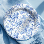 Modern Farmhouse Blue French Toile Roses Floral Paper Plate<br><div class="desc">✅ For matching items search 131T in my collections ✅ Serve in style with these blue French toile de Jouy rose paper plates, featuring an elegant floral design in navy, royal blue, dusty blue, and deep blue tones. Designed for high-quality Zazzle printing, the artwork delivers crisp lines, rich color, and...</div>