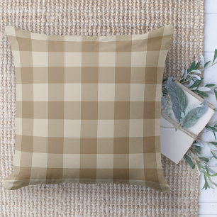 Modern Farmhouse Brown & Beige Buffalo Plaid Cushion