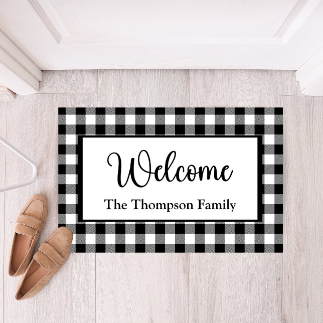 Modern Farmhouse Buffalo Plaid Welcome Doormat (Creator Uploaded)