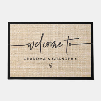 Modern Farmhouse Burlap Grandma & Grandpas Welcome Doormat