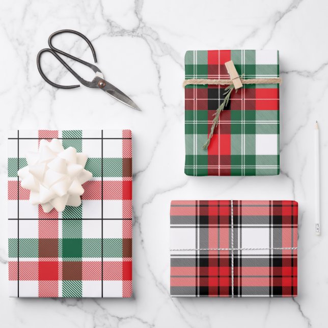 Modern Farmhouse Charm Classic Christmas Plaid Wrapping Paper Sheet (Front)