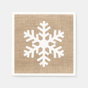 Modern Farmhouse Christmas Snowflake Rustic Burlap Napkin