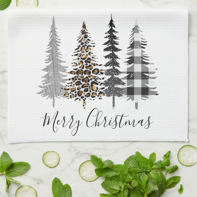 Modern Farmhouse Christmas Tree Tea Towel (Folded)