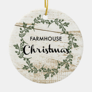 Modern Farmhouse Christmas Wreath Rustic Wood Ceramic Tree Decoration