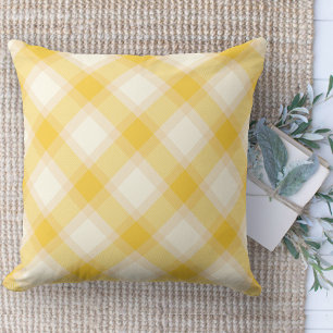 Modern Farmhouse Colourful Yellow Plaid Couch Cushion