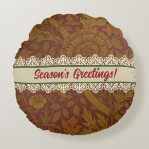 Modern Farmhouse Country William Morris Holiday  Round Cushion