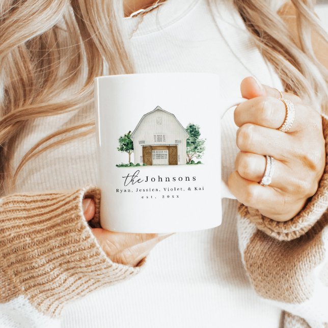 Modern Farmhouse Family Name Est Year Mug (Creator Uploaded)
