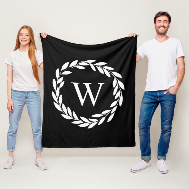 Modern Farmhouse Floral Chic Monogrammed  Fleece Blanket (In Situ)