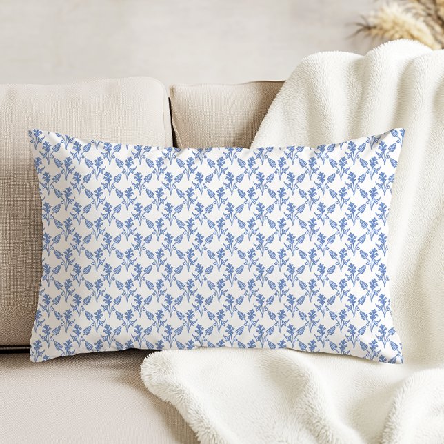 Modern Farmhouse Floral Pattern Cornflower Blue Decorative Cushion (Creator Uploaded)