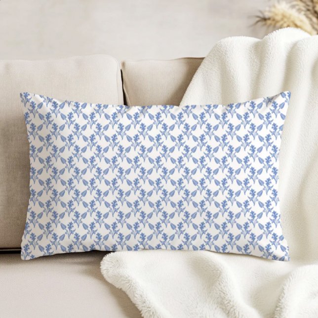 Modern Farmhouse Floral Pattern Cornflower Blue Decorative Cushion (Creator Uploaded)