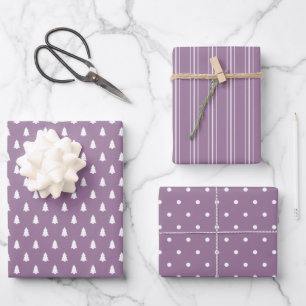 Modern farmhouse holiday dusty purple wrapping paper sheet