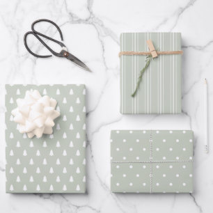 Modern farmhouse holiday pastel green wrapping paper sheet