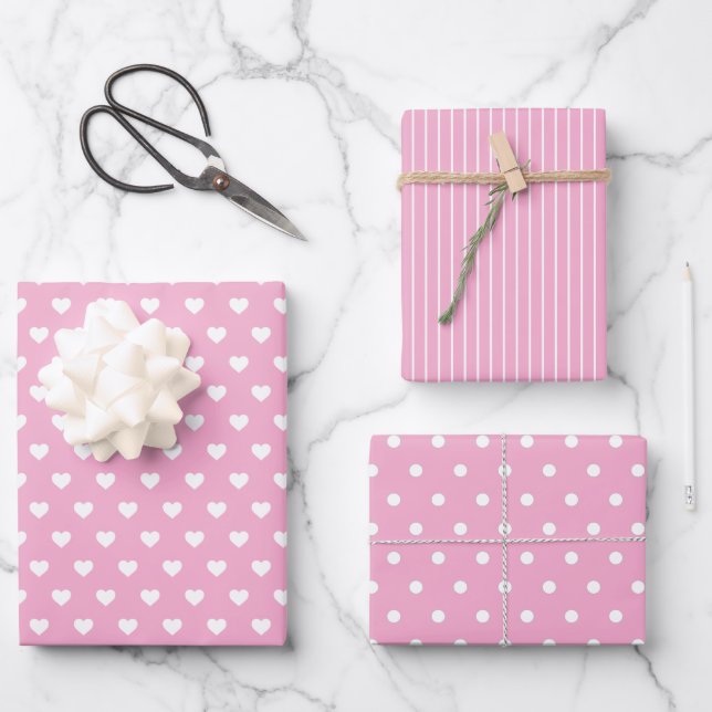 Modern farmhouse holiday pink wrapping paper sheet (Front)