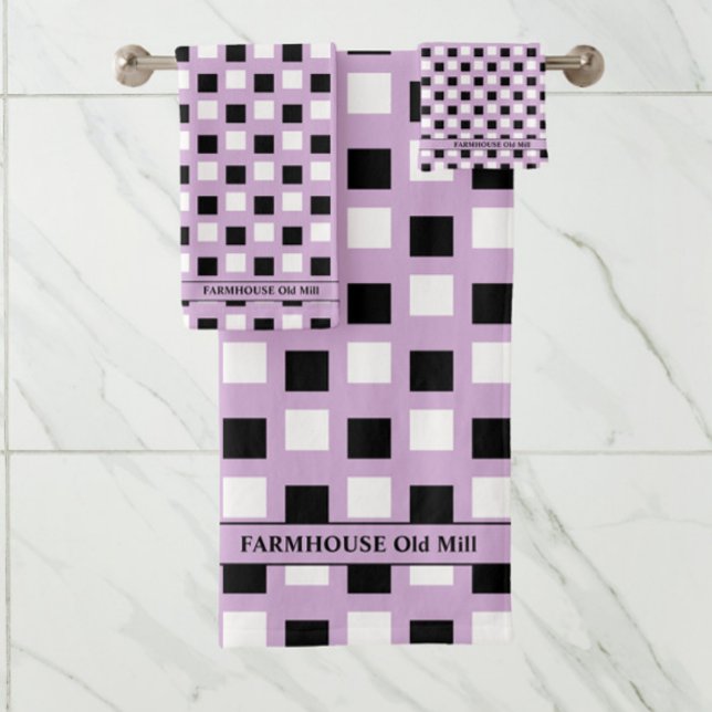 Modern Farmhouse Lavender Black  Bath Towel Set (Creator Uploaded)