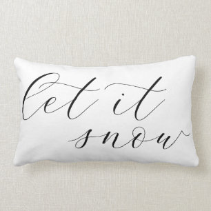 Modern Farmhouse Let It Snow Calligraphy Script Lumbar Cushion