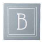 Modern Farmhouse Monogrammed Blue & White Initial Tile<br><div class="desc">Modern & Stylish personalised monogram added to decorative chic simple updated decorative tile in soft blue and white. Great gift idea! Easily customise with design tool to make it your own! Contact me at beachpausedesigns@gmail.com if you need help or have questions with this or any of our designs. Other design...</div>
