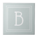 Modern Farmhouse Monogrammed Green & White Initial Tile<br><div class="desc">Modern & Stylish personalised monogram added to decorative chic simple updated decorative tile in soft green and white. Great gift idea! Easily customise with design tool to make it your own! Contact me at beachpausedesigns@gmail.com if you need help or have questions with this or any of our designs. Other design...</div>
