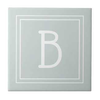 Modern Farmhouse Monogrammed Green & White Initial Tile