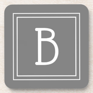 Modern Farmhouse Monogrammed Grey & White Initial Coaster