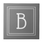 Modern Farmhouse Monogrammed Grey & White Initial Tile<br><div class="desc">Modern & Stylish personalised monogram added to decorative chic simple farmhouse style pattern ceramic tile in medium grey and white. Great gift idea! Easily customise with design tool to make it your own! Contact me at beachpausedesigns@gmail.com if you need help or have questions with this or any of our designs....</div>