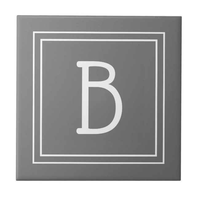 Modern Farmhouse Monogrammed Grey & White Initial Tile (Front)