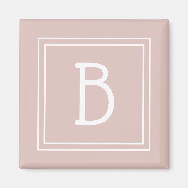 Modern Farmhouse Monogrammed Pink & White Initial Magnet (Front)