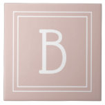 Modern Farmhouse Monogrammed Pink & White Initial Tile<br><div class="desc">Modern & Stylish personalised monogram added to decorative chic simple farmhouse style decorative tile in soft pink and white. Great gift idea! Easily customise with design tool to make it your own! Contact me at beachpausedesigns@gmail.com if you need help or have questions with this or any of our designs. Other...</div>