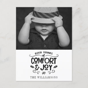 Modern Farmhouse Photo on Black Gingham Christmas Postcard