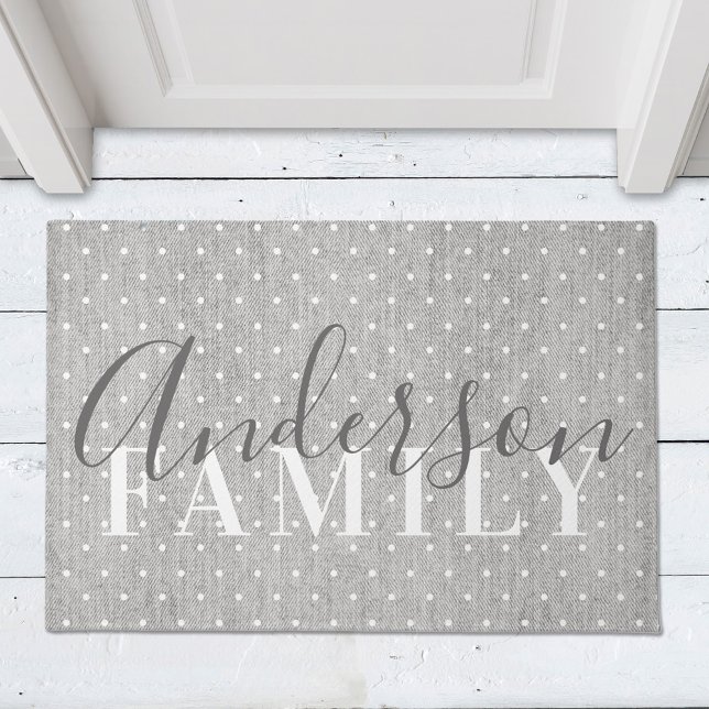 Modern Farmhouse Polka dots Family Name Doormat (Creator Uploaded)
