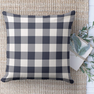 Modern Farmhouse Rug Blue & White Buffalo Plaid  Cushion