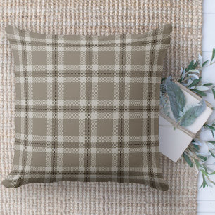 Modern Farmhouse Rug, Brown And White Plaid Area Cushion