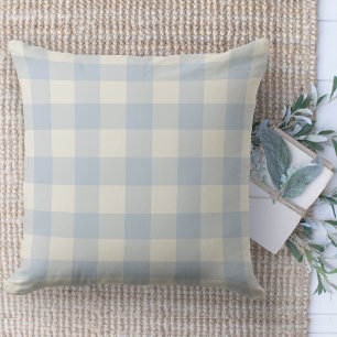 Modern Farmhouse Rug Powder Blue Buffalo Plaid  Cushion