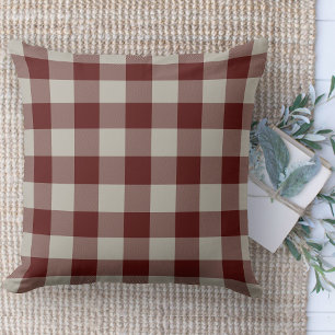 Modern Farmhouse Rug Red And Beige Buffalo Plaid  Cushion
