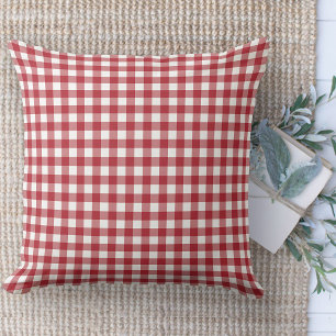Modern Farmhouse Rug, Red & White Gingham Area Cushion